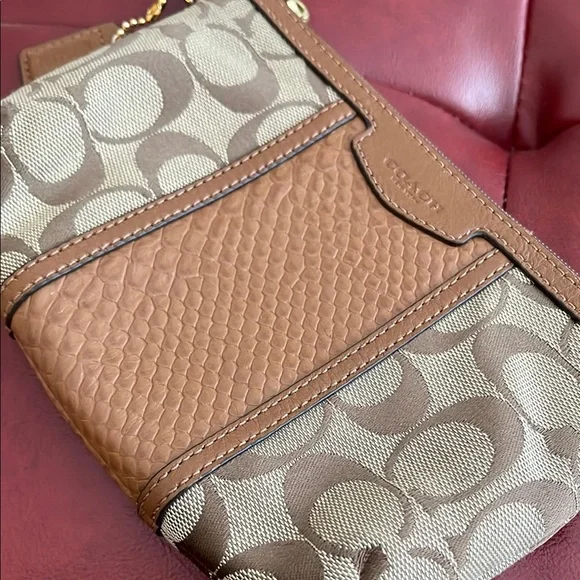 Coach Tan and Brown Signature Clutch - Picture 2 of 6